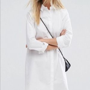 Cotton Mini Collar Shirt Dress